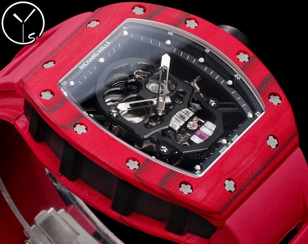 Richard Mille RM52 Tourbillon Red Ceramic Dial Angled Close-Up
