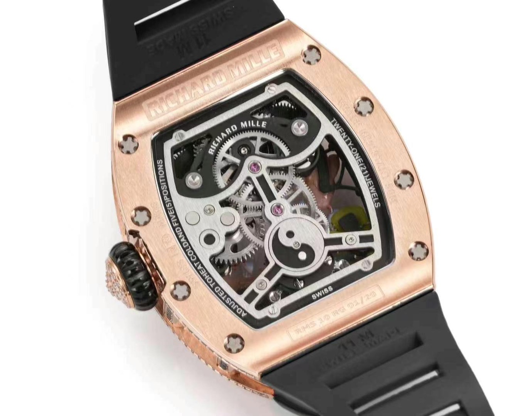 Richard Mille RM S10 Koi Tourbillon Rose Gold Diamond Skeleton Back Movement Detail