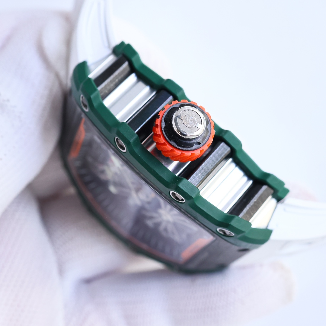 Richard Mille RM21-02 Tourbillon Aerodyne Carbon Fiber Orange Crown Side Detail