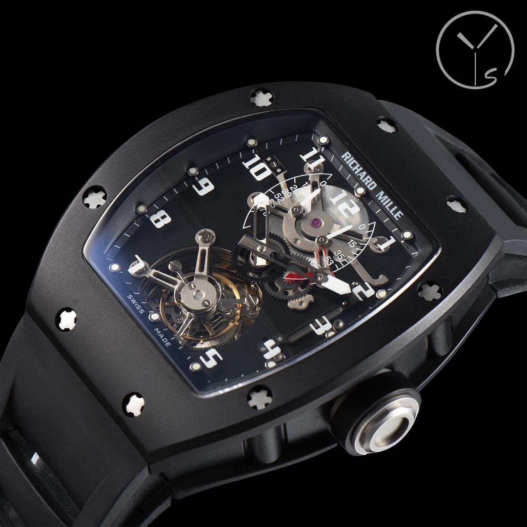 Richard Mille RM001 Tourbillon Black Case Tilted Perspective View