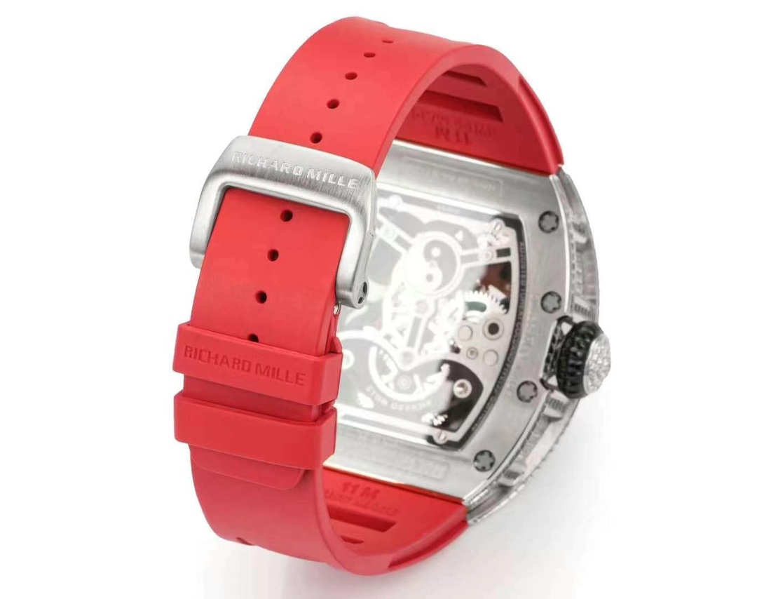 Richard Mille RM S10 Koi Fish Tourbillon Diamond Case Red Strap Luxury Watch Strap Buckle Detail View