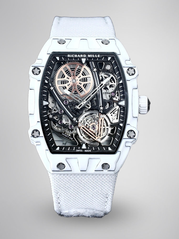 Richard Mille RM27-05 Rafael Nadal Flying Tourbillon White Case White Nylon Strap Front View