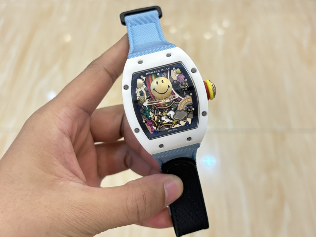 Richard Mille RM88 Smiley Tourbillon White Blue In Hand View
