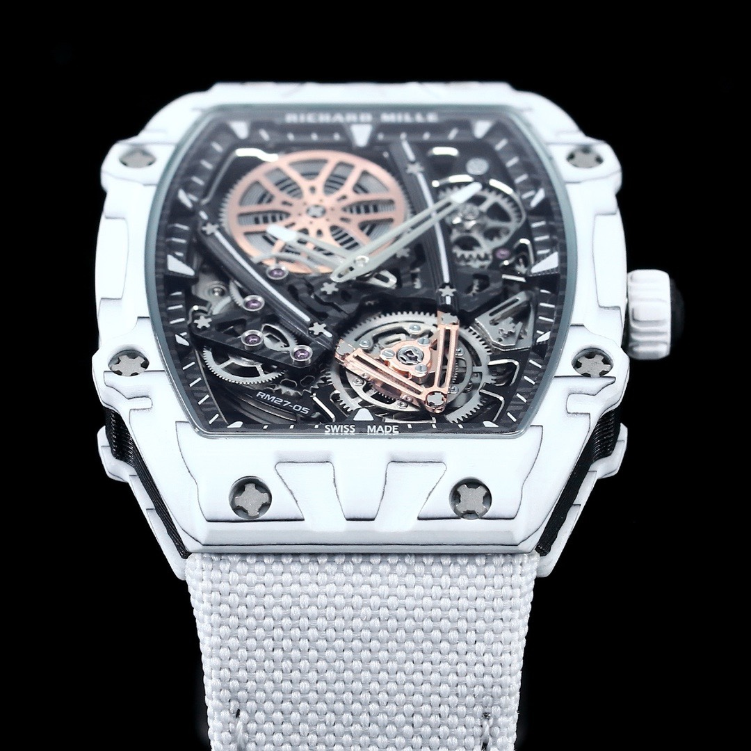 Richard Mille RM27-05 Rafael Nadal Flying Tourbillon White Case Dial Close-Up Detail