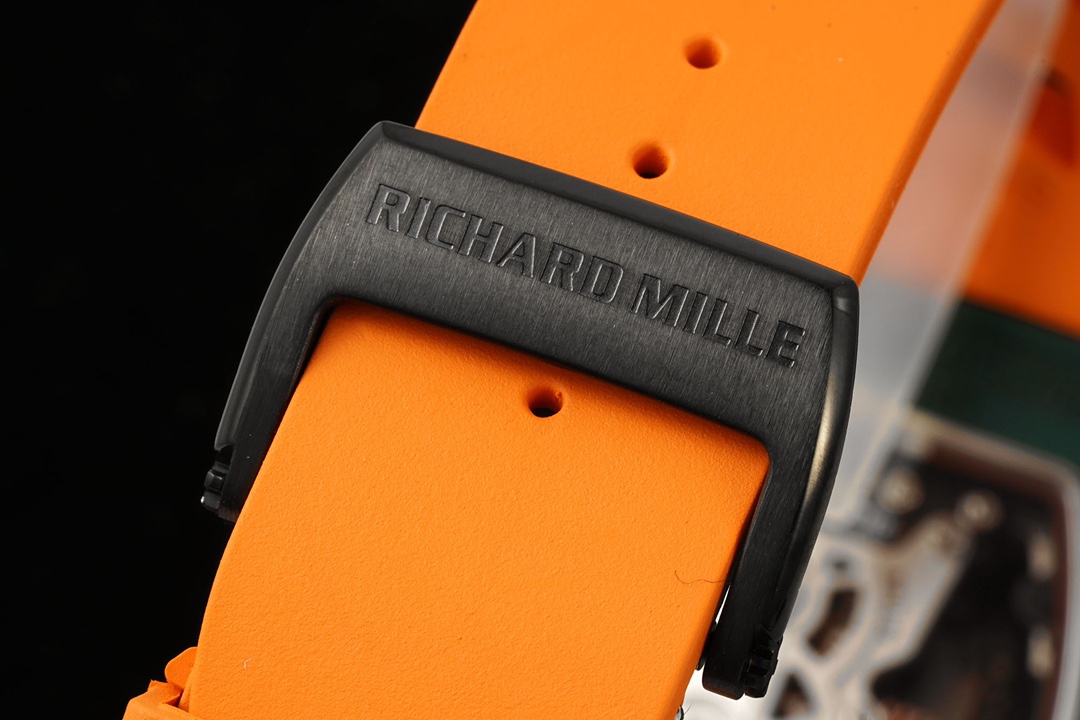 Richard Mille RM21-02 Tourbillon Aerodyne Green Quartz TPT Orange Rubber Strap Clasp Detail