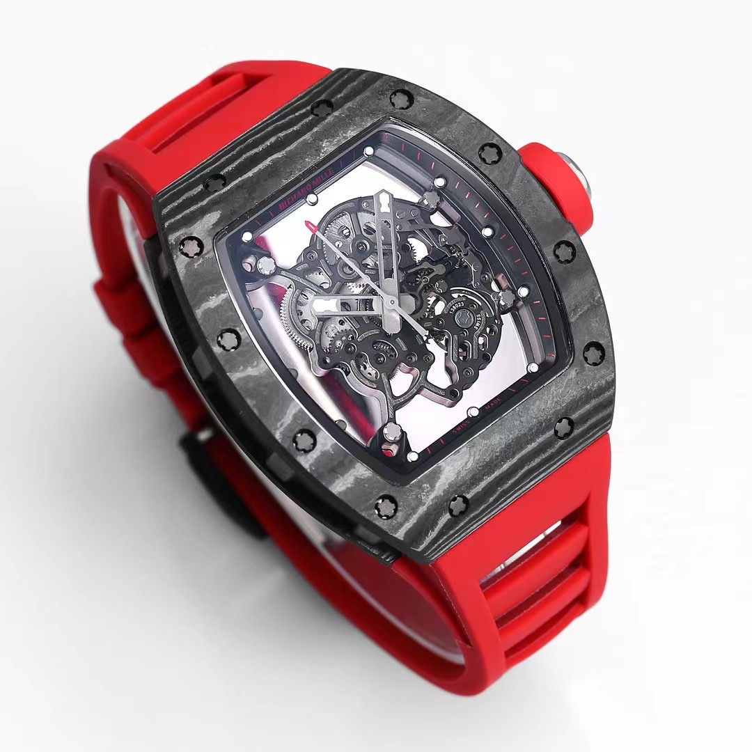 Richard Mille RM055 NTPT Carbon Red Rubber Strap Black Carbon Case Side Angle View