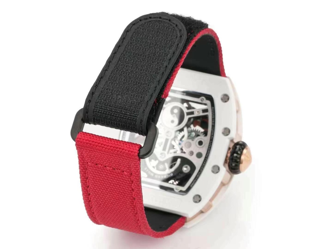 Richard Mille RM S10 Koi Tourbillon Red Nylon Strap White Ceramic Case Strap Back Detail View