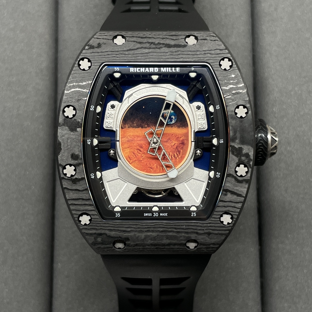 Richard Mille RM 52-05 Tourbillon Pharrell Williams Carbon Case Black Front Detail View