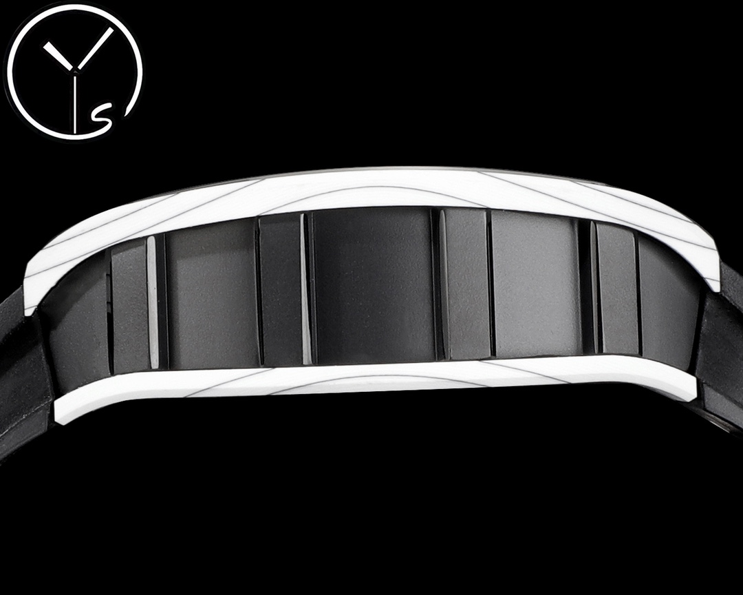 Richard Mille RM 052 Skull White Ceramic Case Black Rubber Strap Case Side Profile Detail View