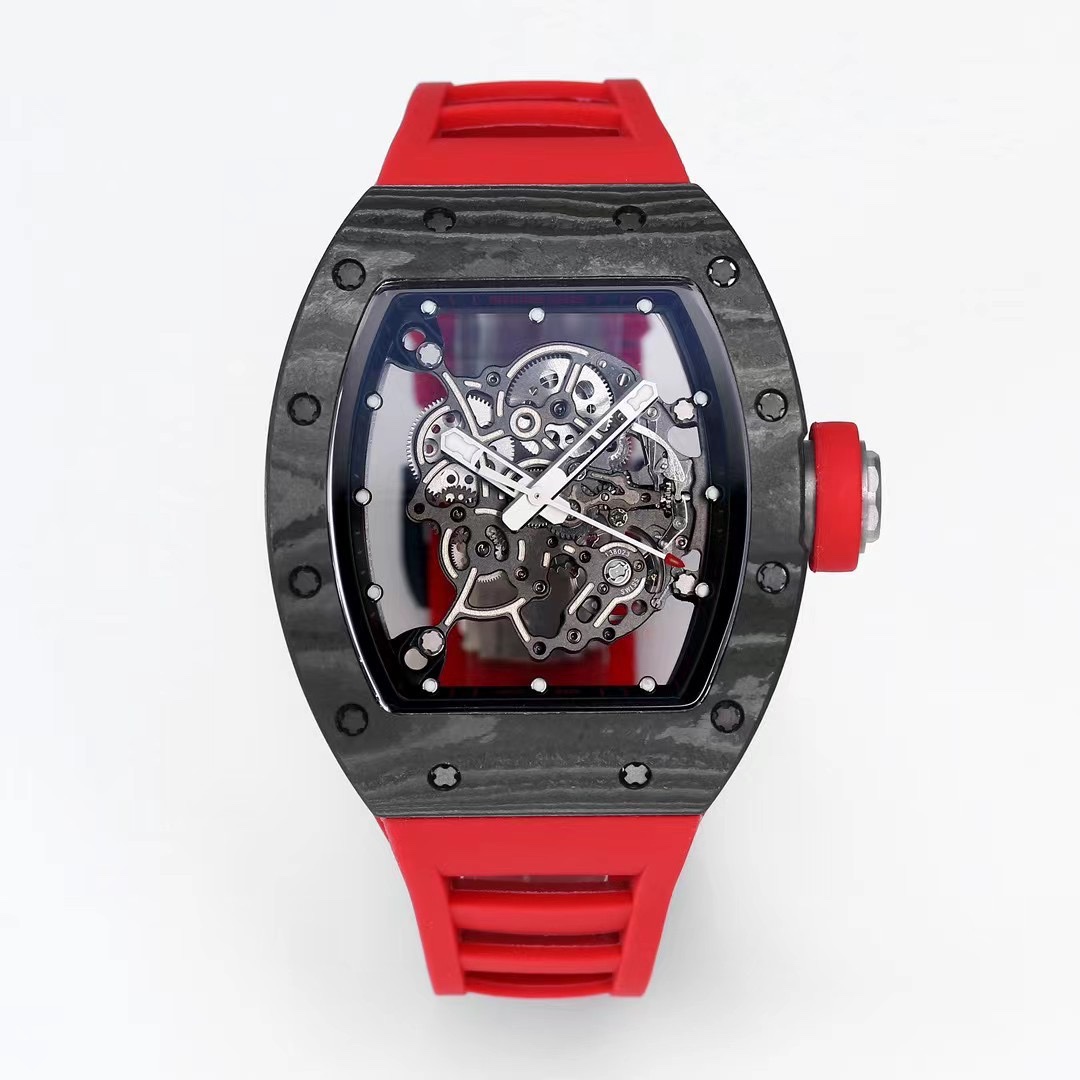 Richard Mille RM055 NTPT Carbon Red Rubber Strap Black Carbon Case Dial Front View