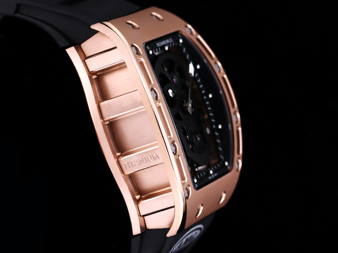 Richard Mille RM052 Collection RM052 Black Strap with Rose Gold Case Side Profile Structure View