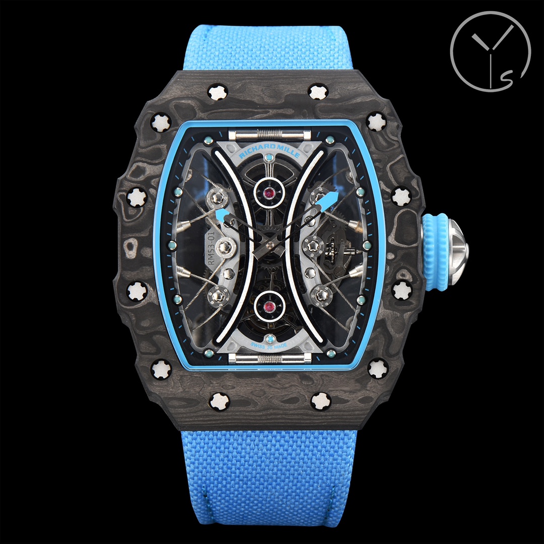 Richard Mille RM53-01 Tourbillon Carbon Fiber Case Skeleton Dial Front View