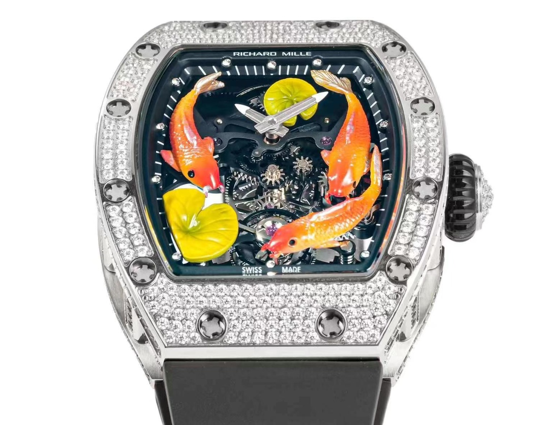 Richard Mille RM S10 Koi Tourbillon Diamond Bezel Koi Skeleton Dial Close View