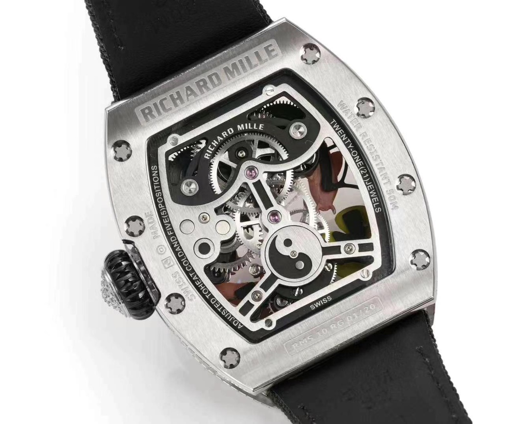Richard Mille RM S10 Koi Tourbillon Stainless Steel Diamond Skeleton Back Movement Detail