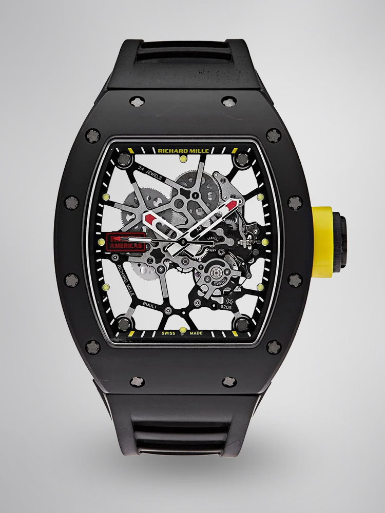 Richard Mille RM035 Rafael Nadal Americas Limited Edition Black Rubber Strap Front View