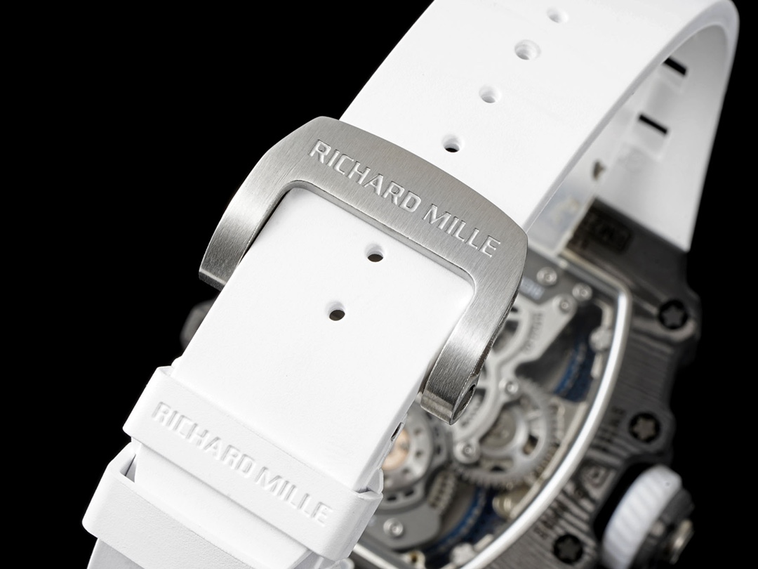 Richard Mille RM 21-01 Aerodyne Tourbillon Replica White Rubber Strap White Black Case Buckle Detail