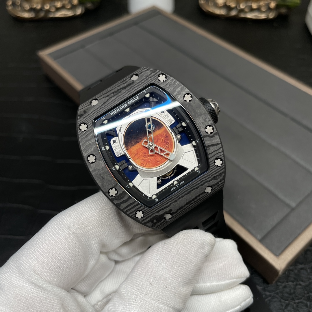 Richard Mille RM 52-05 Tourbillon Pharrell Williams Carbon Case Black Dial Detail View