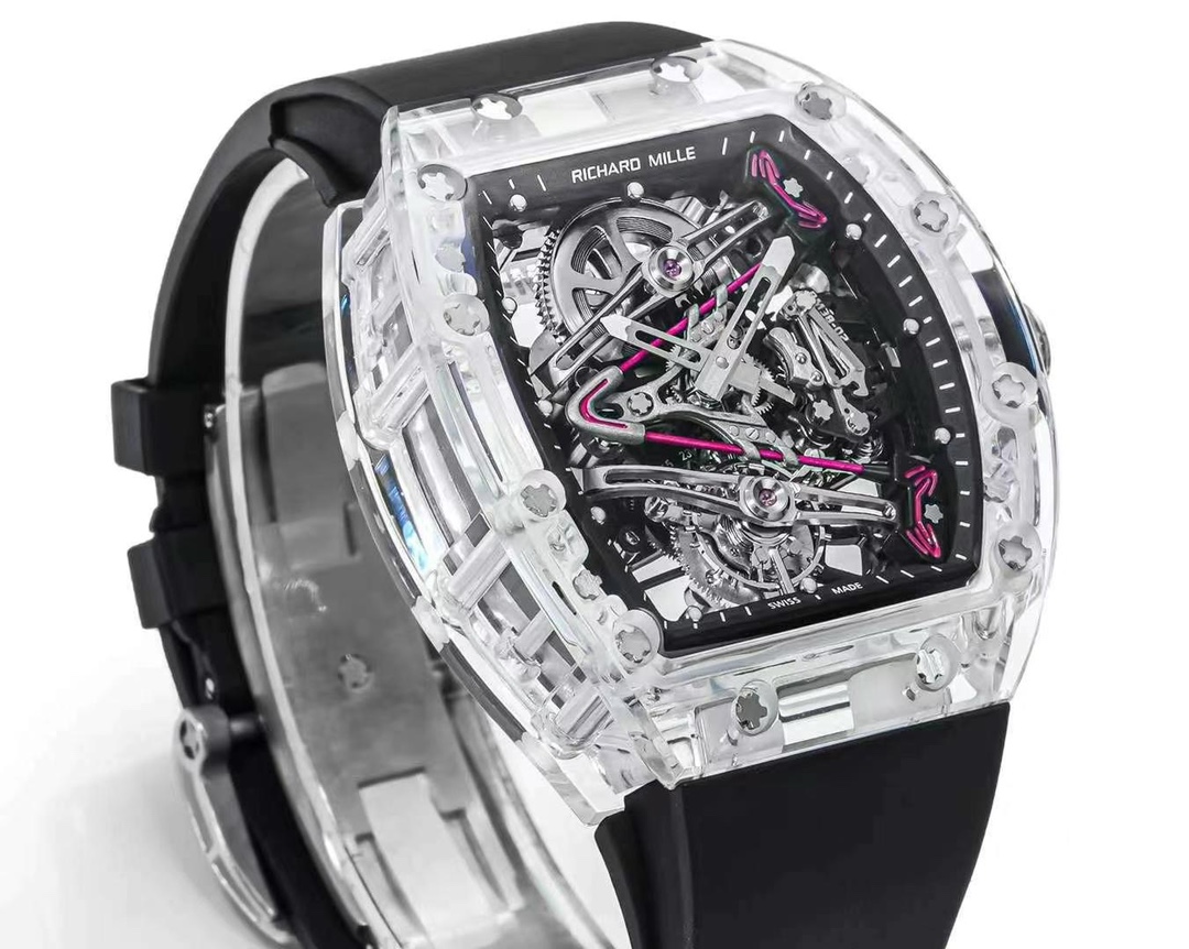 Richard Mille RM Series RM 38-02 transparent case black strap side view