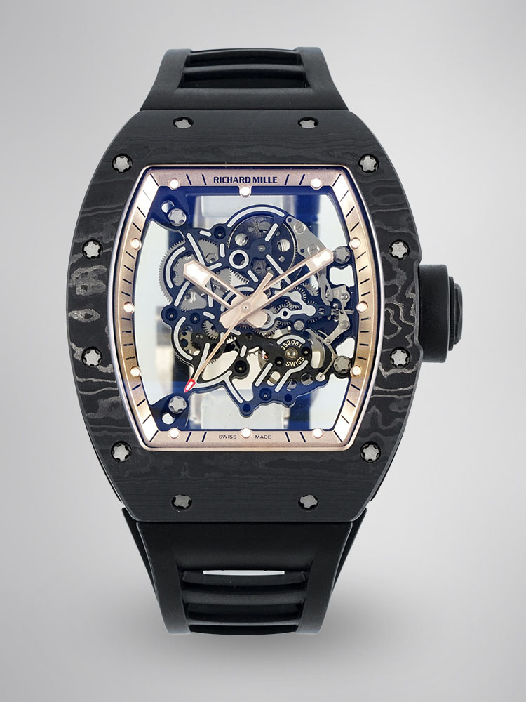 Richard Mille RM055 Carbon Fiber Black Skeleton Dial Front View