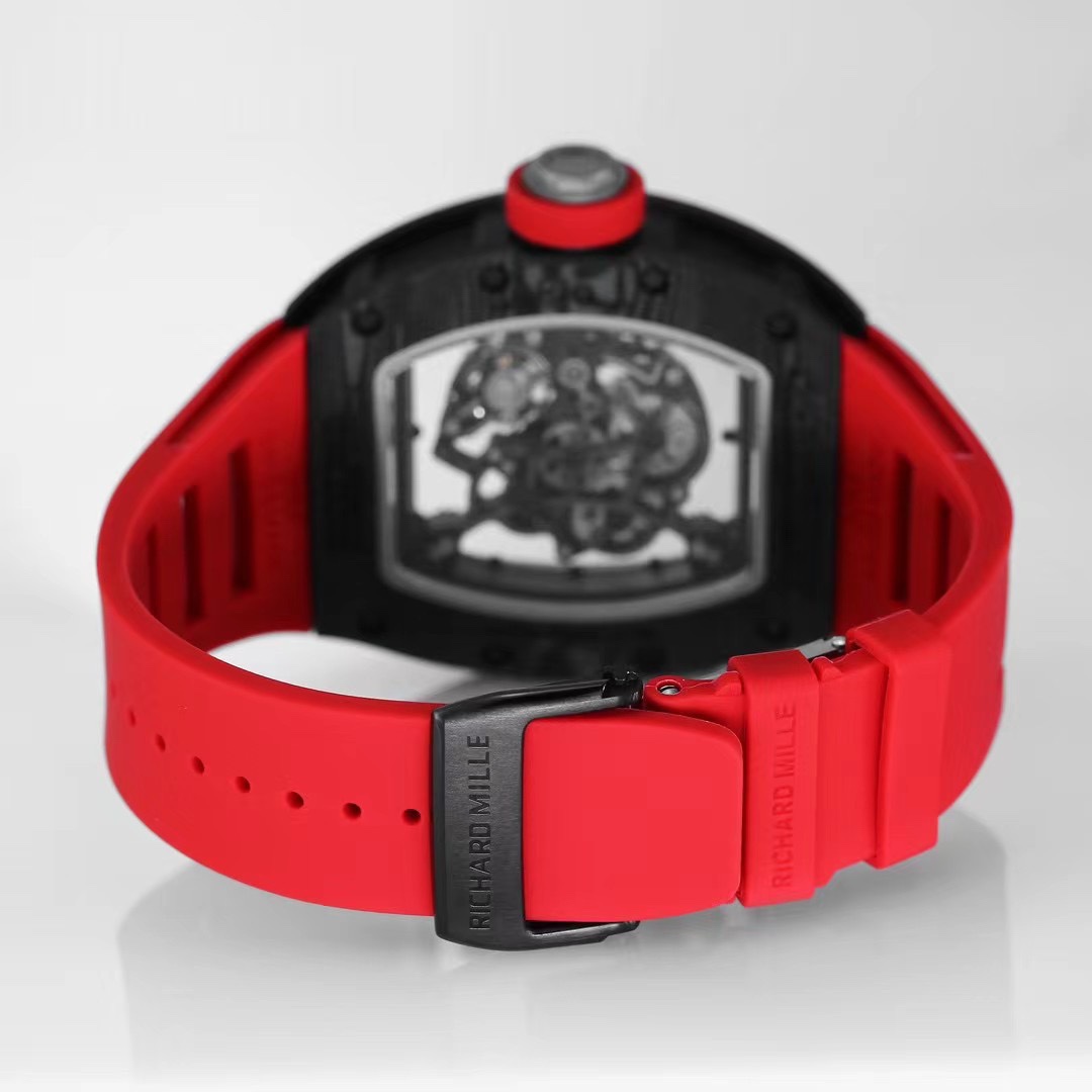 Richard Mille RM055 NTPT Carbon Red Rubber Strap Black Carbon Case Strap Buckle Detail