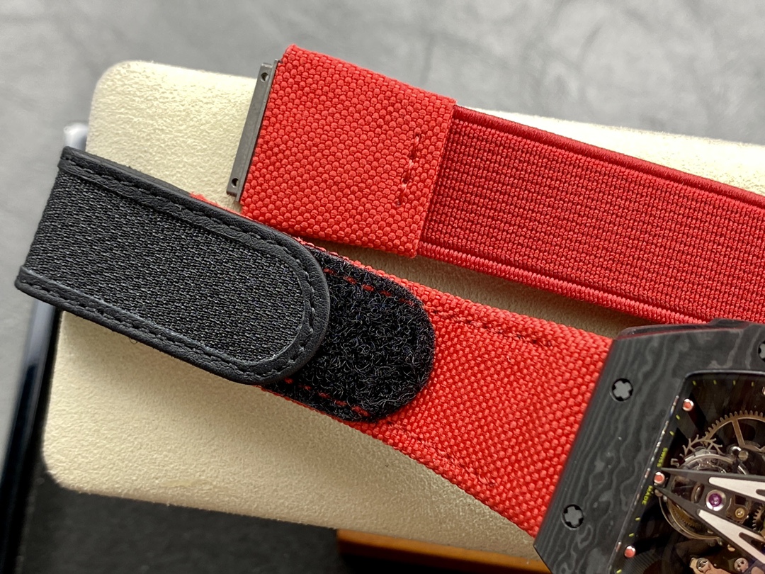 Richard Mille RM Series RM 27-03 red fabric strap velcro fastening strap detail view
