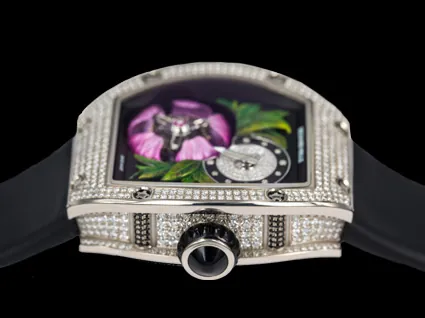 Richard Mille RM 19-02 Replica, Diamond-Set Case 3D Flower Skeleton Dial Luxury Ladies Automatic Wristwatch Right View