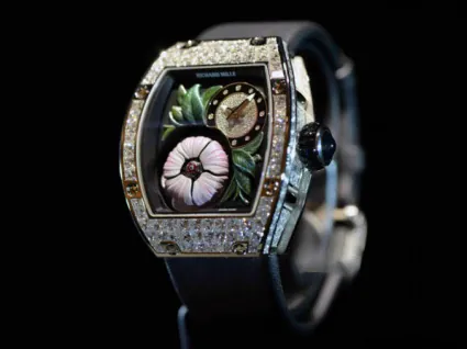 Richard Mille RM 19-02 Replica, Diamond-Set Case 3D Flower Skeleton Dial Luxury Ladies Automatic Wristwatch Side View