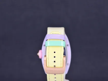 Richard Mille RM 07-03 Replica, White Ceramic Case Pastel Swirl Dial White Rubber Strap Luxury Ladies Wristwatch Strap And Clasp