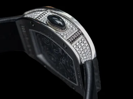 Richard Mille RM 19-02 Replica, Diamond-Set Case 3D Flower Skeleton Dial Luxury Ladies Automatic Wristwatch Left View 1