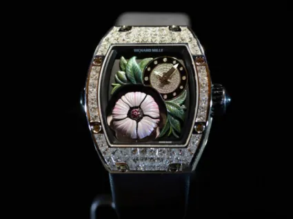 Richard Mille RM 19-02 Replica, Diamond-Set Case 3D Flower Skeleton Dial Luxury Ladies Automatic Wristwatch Front View