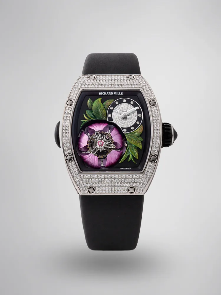 Richard Mille RM 19-02 Replica, Diamond-Set Case 3D Flower Skeleton Dial Luxury Ladies Automatic Wristwatch First Image