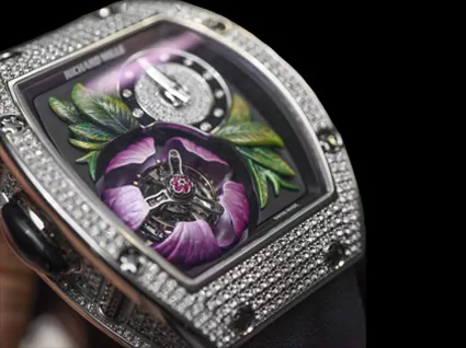 Richard Mille RM 19-02 Replica, Diamond-Set Case 3D Flower Skeleton Dial Luxury Ladies Automatic Wristwatch Dial Detail 2