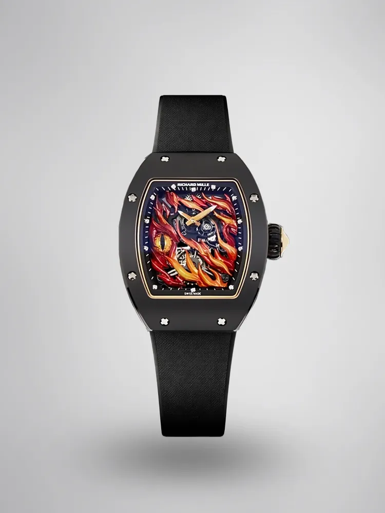 Richard Mille RM 26-02 Replica Black Case Flame Dragon Eye Skeleton Dial Luxury Sports Wristwatch First Image
