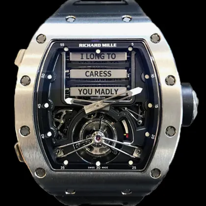 Richard Mille RM 069 Replica Funny Dial Skeleton Tourbillon Black Rubber Strap Luxury Men's Watch Side View 2