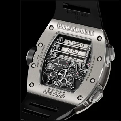 Richard Mille RM 069 Replica Funny Dial Skeleton Tourbillon Black Rubber Strap Luxury Men's Watch Back View
