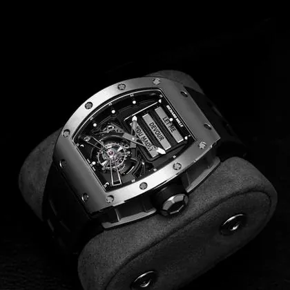 Richard Mille RM 069 Replica Funny Dial Skeleton Tourbillon Black Rubber Strap Luxury Men's Watch Side View 3