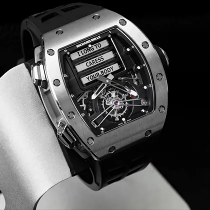 Richard Mille RM 069 Replica Funny Dial Skeleton Tourbillon Black Rubber Strap Luxury Men's Watch Side View 1