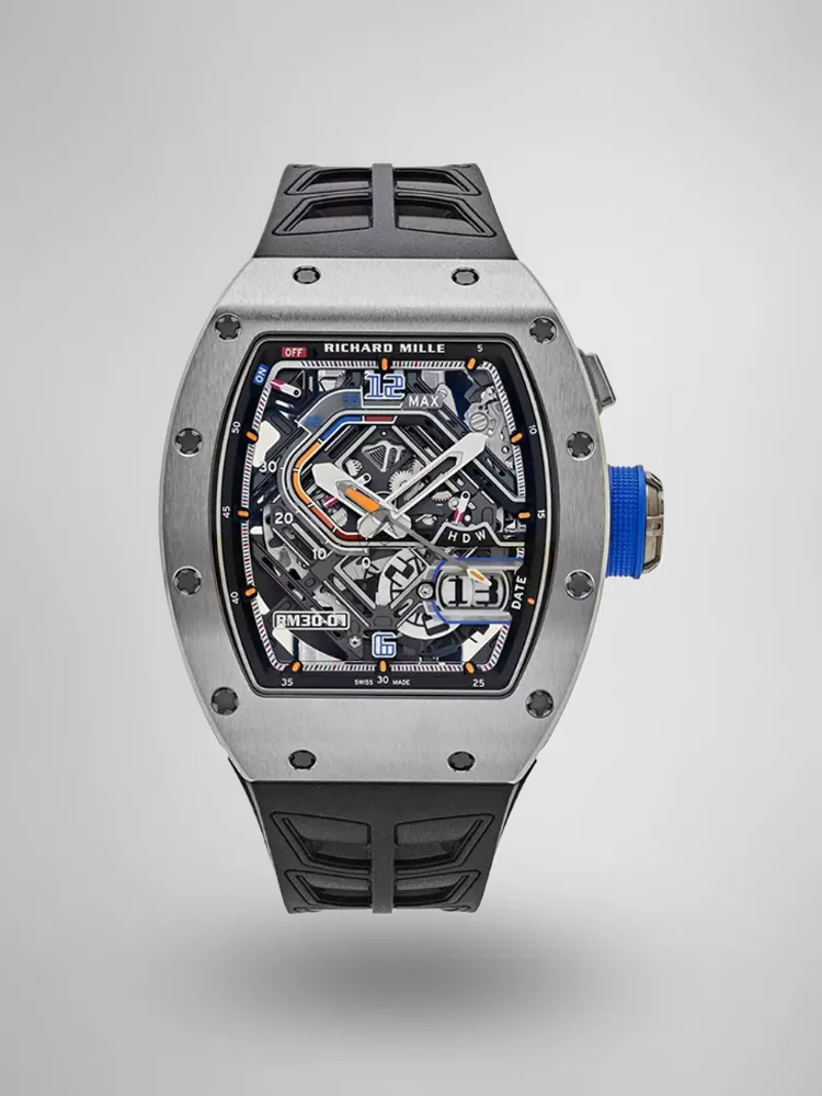 Richard Mille RM 30-01 Replica Skeleton Dial Black Rubber Strap Luxury Sports Wristwatch First Image
