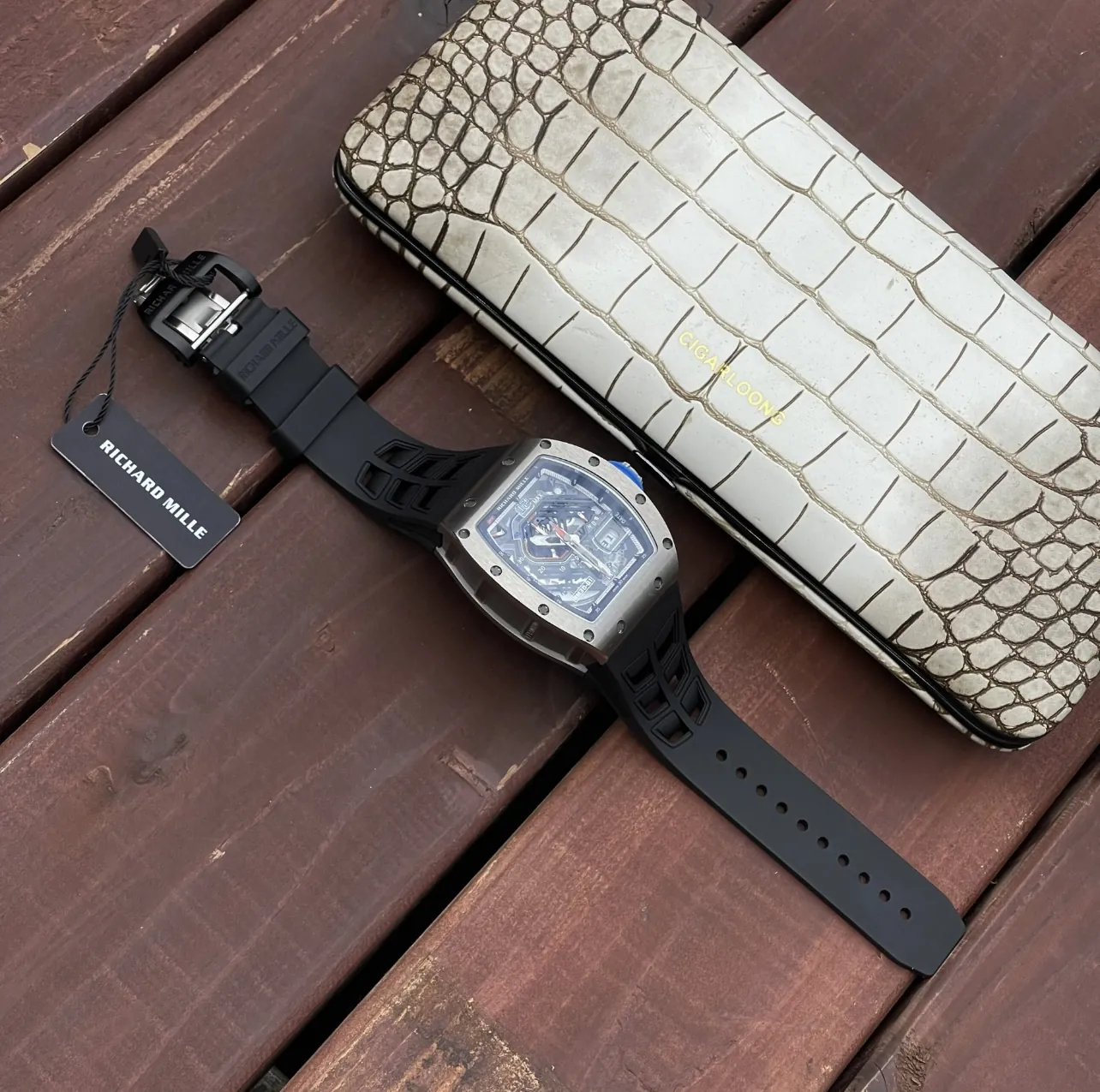 Richard Mille RM 30-01 Replica Skeleton Dial Black Rubber Strap Luxury Sports Wristwatch Overall Image 1