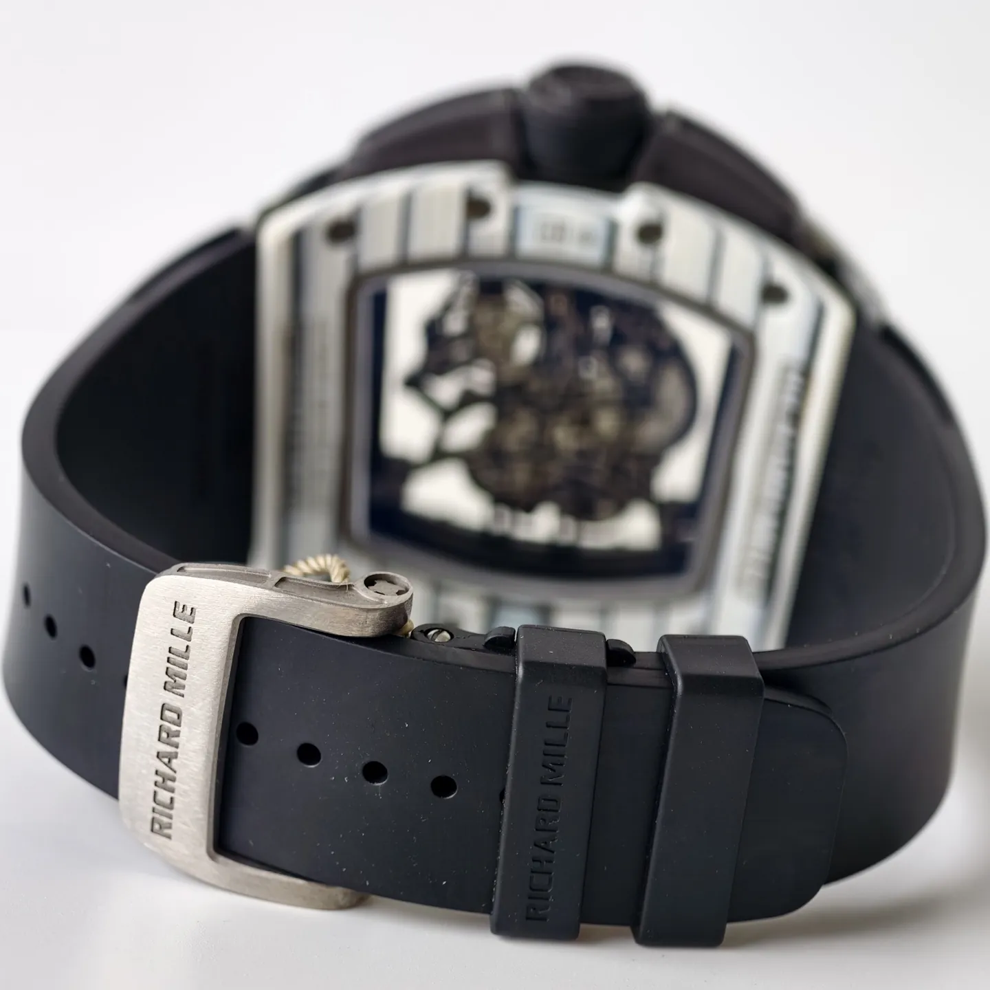 UMI RM 61-01 Yohan Blake Skeleton Dial White Forged Carbon Sports Replica Watch Clasp