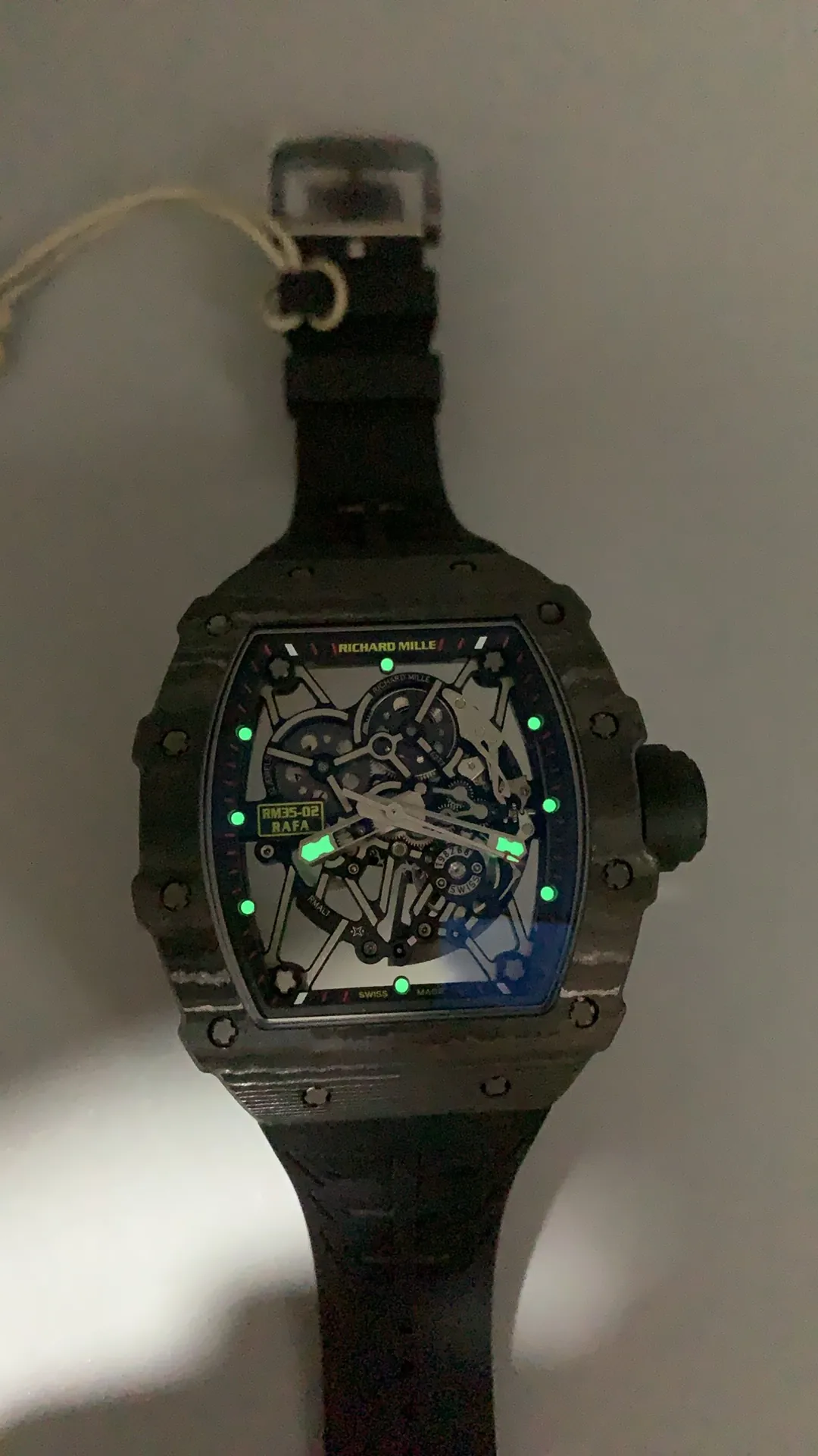 UMI Richard Mille Replica RM 35-02 Rafael Nadal Carbon TPT Black Strap RMAL1 Automatic Movement - Luminous