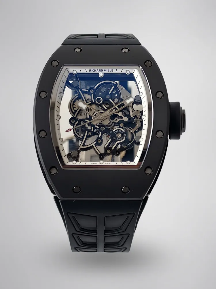 UMI Richard Mille RM 055 Bubba Watson Black Ceramic White Flange Replica Watch - Main Image