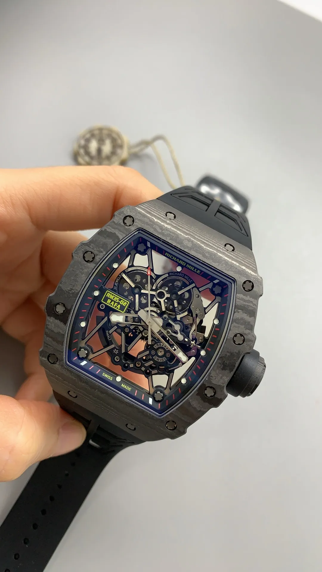 UMI Richard Mille Replica RM 35-02 Rafael Nadal Carbon TPT Black Strap RMAL1 Automatic Movement - Dial Detail 3