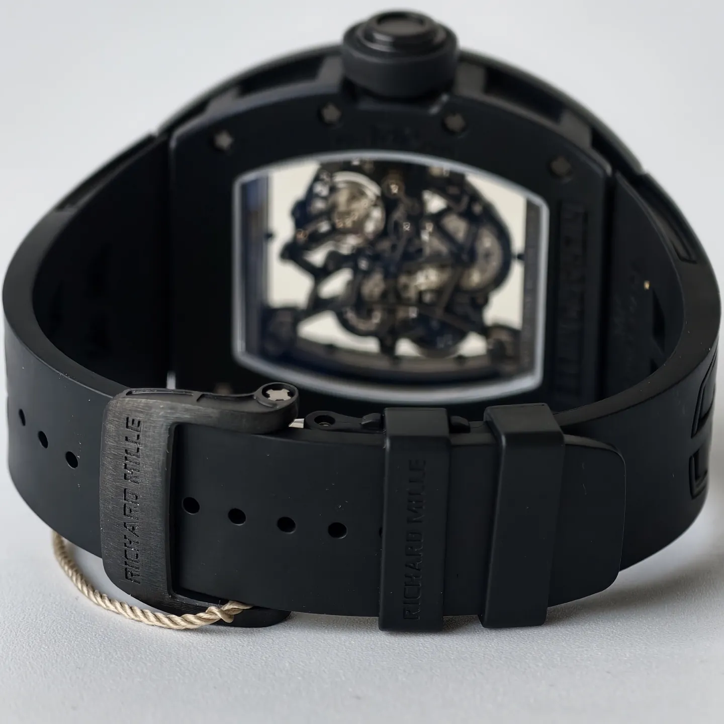 UMI Richard Mille RM 055 Bubba Watson Black Ceramic White Flange Replica Watch - Strap Detail 2