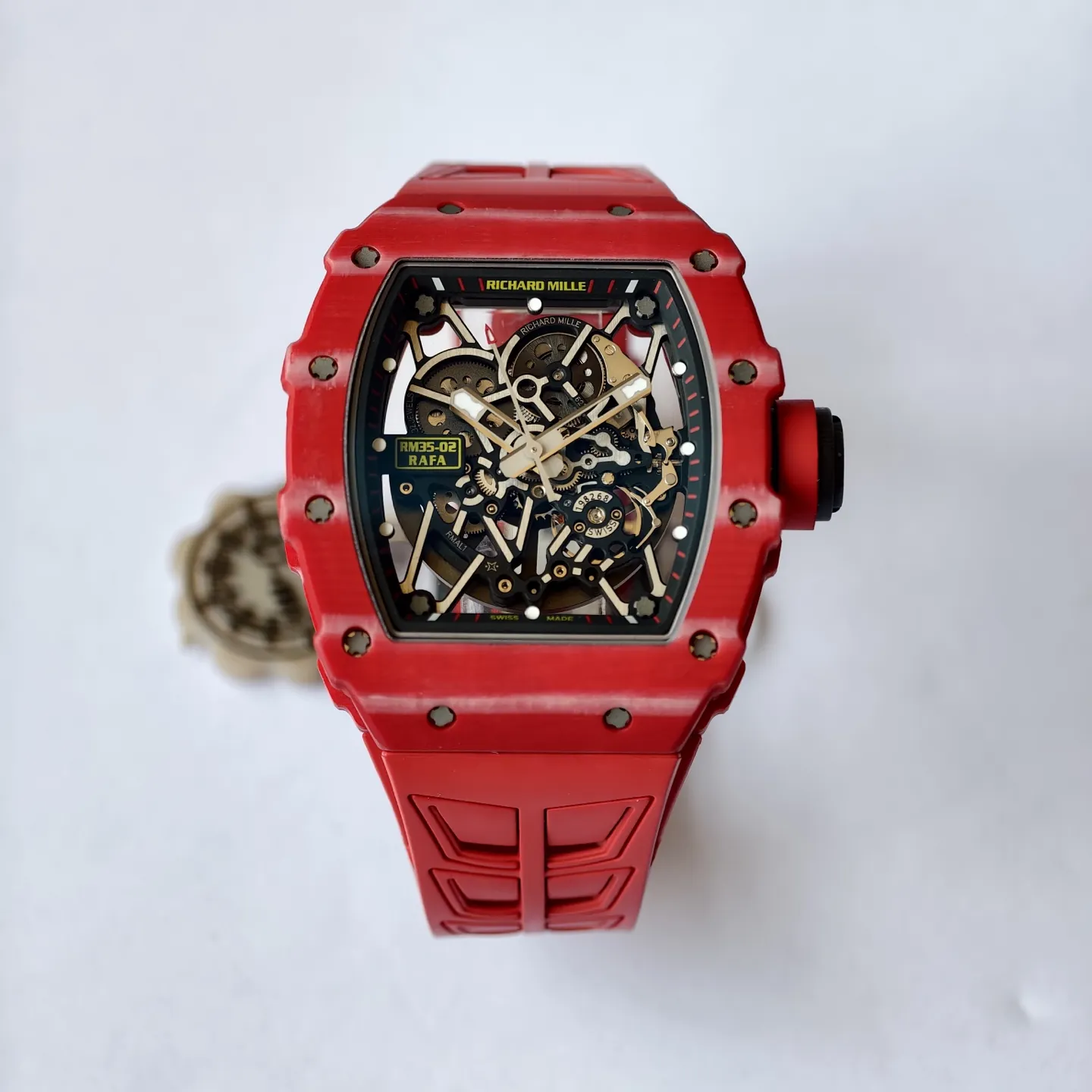 UMI RM 35-02 Rafael Nadal Red Quartz TPT Case Red Rubber Strap Replica Watch Front View