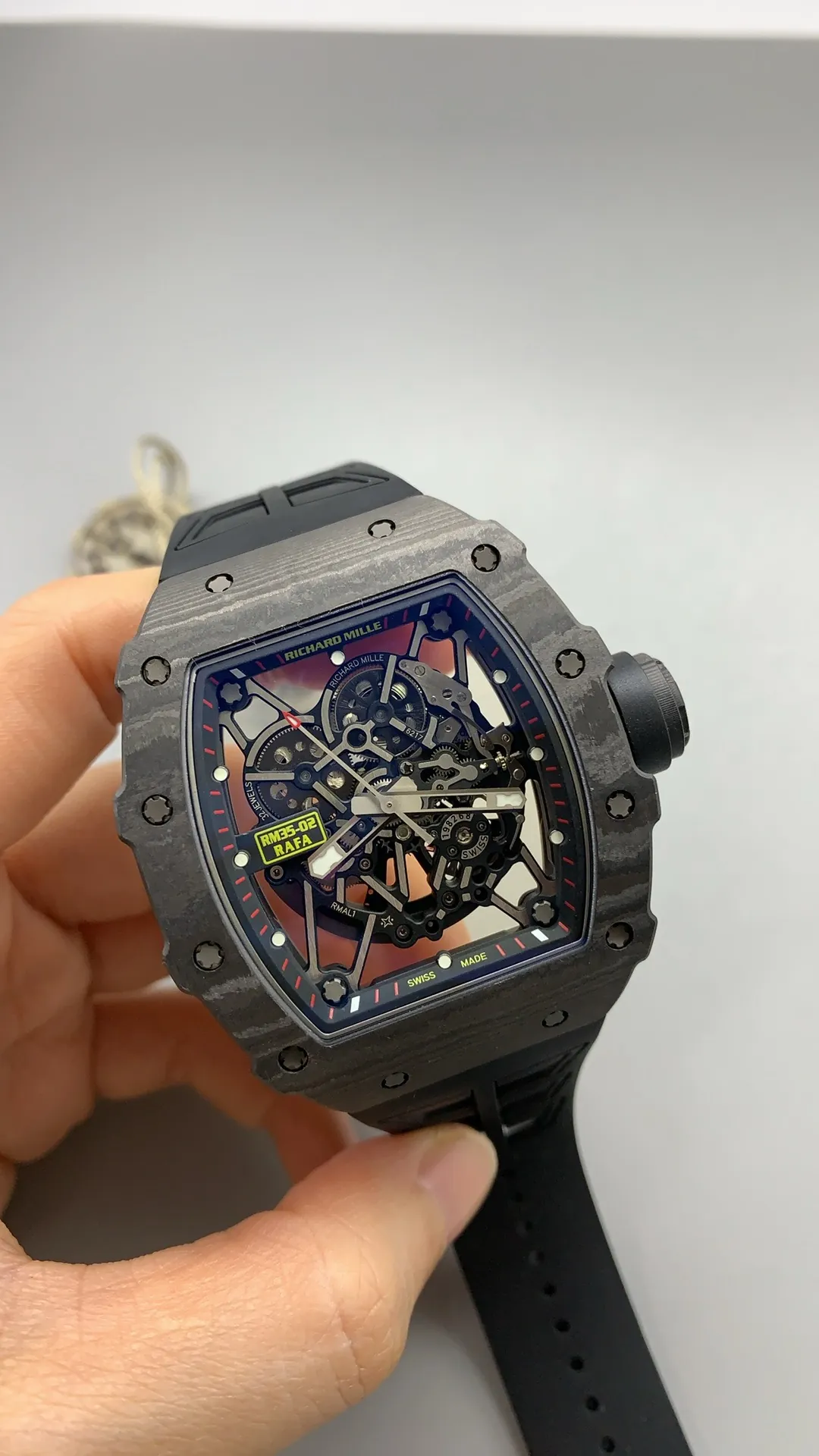 UMI Richard Mille Replica RM 35-02 Rafael Nadal Carbon TPT Black Strap RMAL1 Automatic Movement - Dial Detail 2