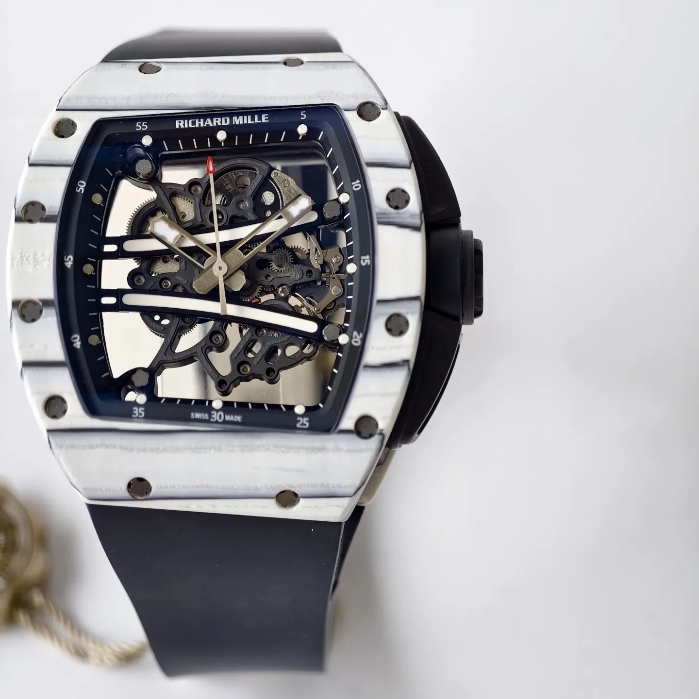 UMI RM 61-01 Yohan Blake Skeleton Dial White Forged Carbon Sports Replica Watch Dial Detail 1