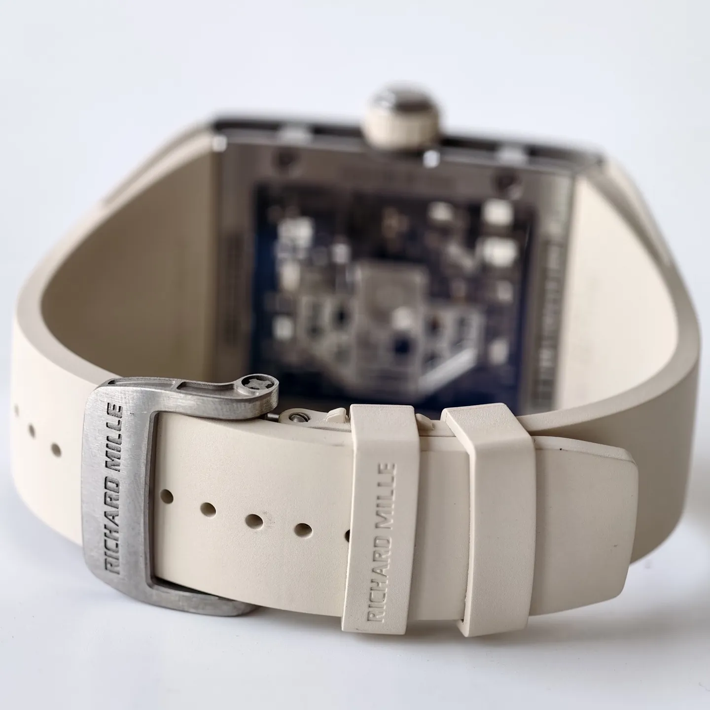 UMI RM 16-02 Extra Flat Brushed Titanium Beige Rubber Strap Replica Watch Strap