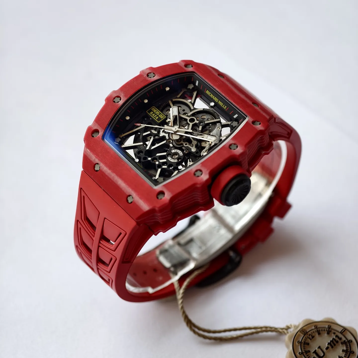 UMI RM 35-02 Rafael Nadal Red Quartz TPT Case Red Rubber Strap Replica Watch Side View 2
