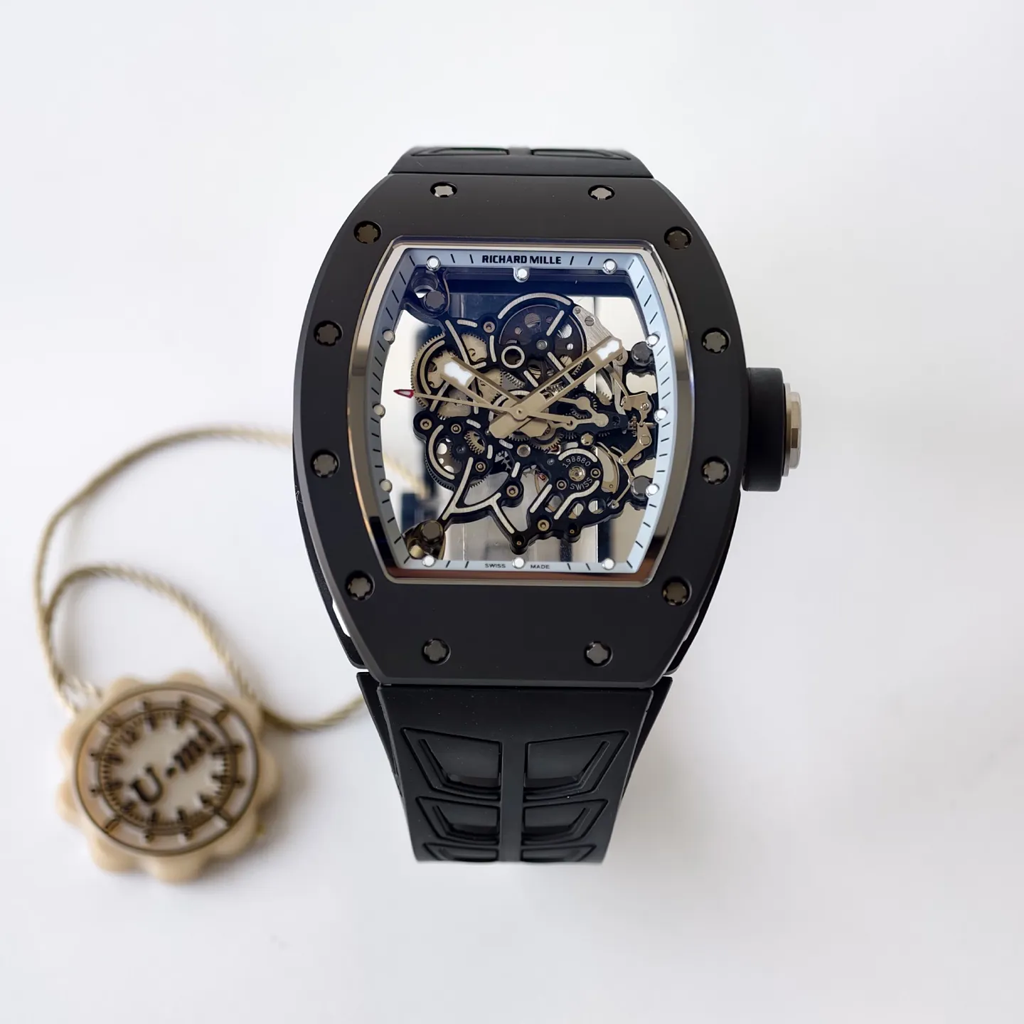 UMI Richard Mille RM055 Bubba Watson Replica RMUL2 Skeleton Dial Black Ceramic Titanium Luxury Watch - Front view